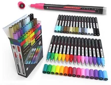 (NEW FORMULA!) 30 Essential Acrylic Paint Pens Set (0.7mm EXTRA FINE)