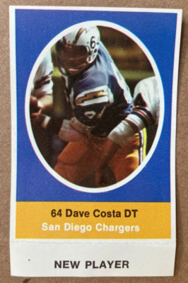 1972 Sunoco New Player Update Mail-In Stamp Dave Costa San Diego Chargers