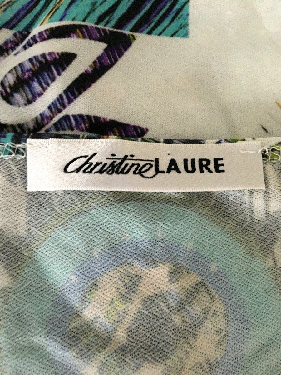 T-shirt Vintage CHRISTINE LAURE - Taille 3 Multicolore Bleu Blanc - Occasion Très Bon état