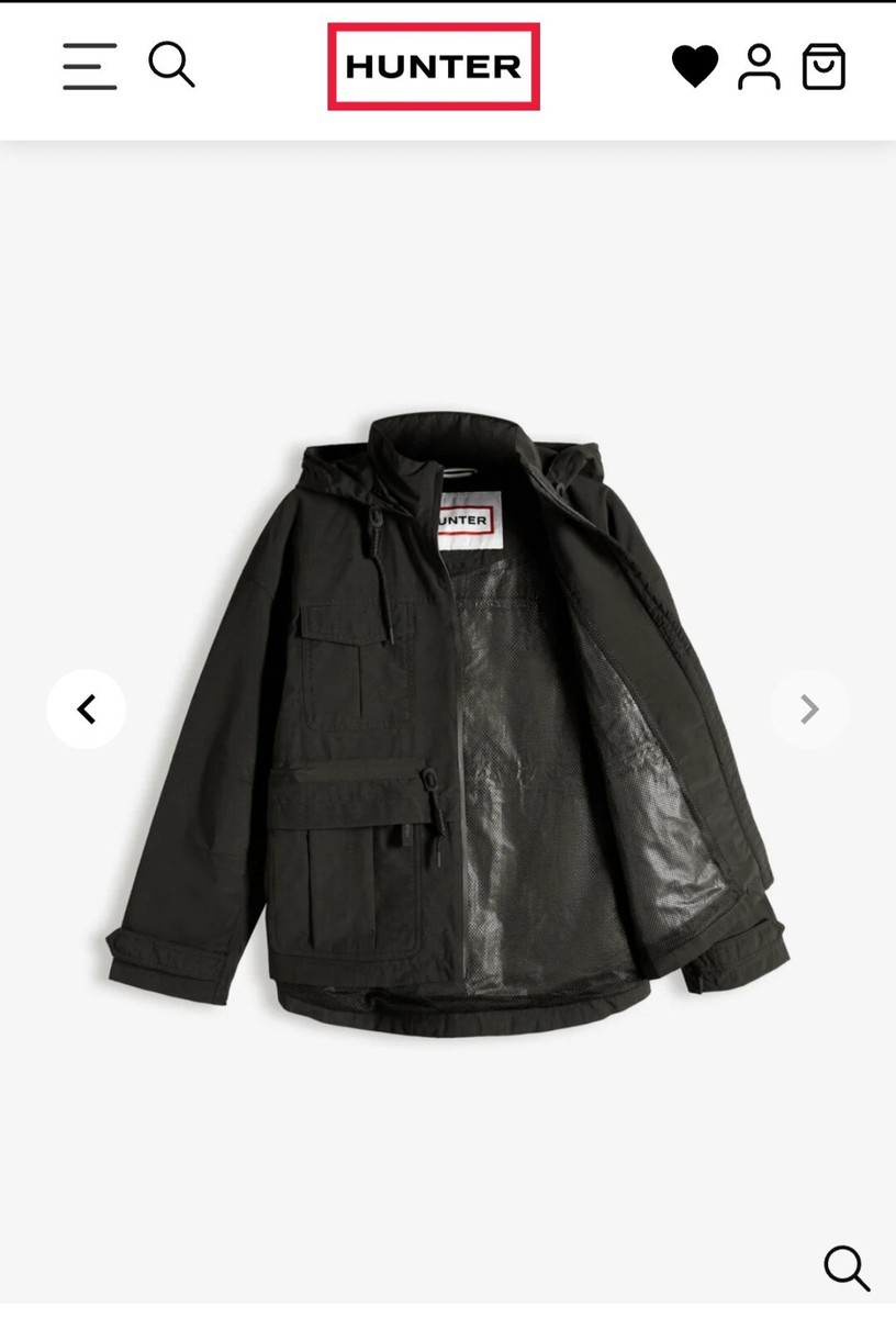 Hunter Women's Explorer Field Jacket Coat Black Medium Waterproof