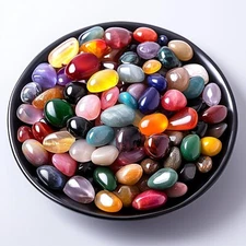 128 Pcs 0.4'' Polished Mixed Crystal Glass Stones Healing Reiki Home Decor