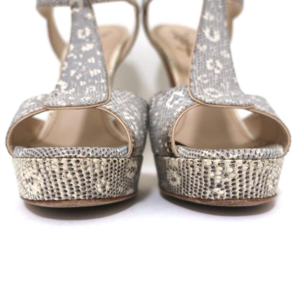 Sandali plateau Yves Saint Laurent grigio anello lucertola misura 36 5 tacco aperto