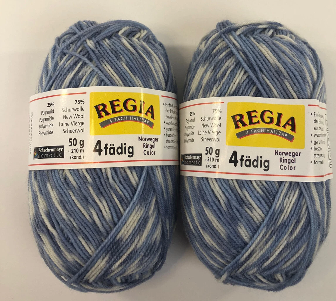 Regia Schatten Color Blue And White Wool Blend 50g 4Ply Sock Yarn