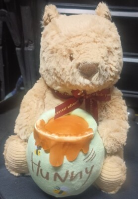 Soft Toy Plush New W/T DISNEY BABY Winnie the Pooh Honey Pot Music Wind Up