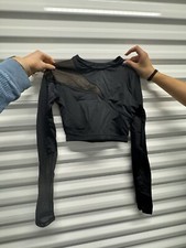 Weissman Black Mesh Detail Crop Set Dance Costume For Group bulk