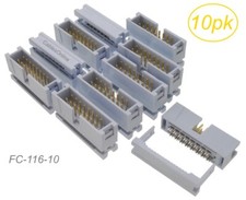 10-Pack, 16-Pin Male IDC Flat Ribbon Cable Box Header 2.54mm Pitch Connectors