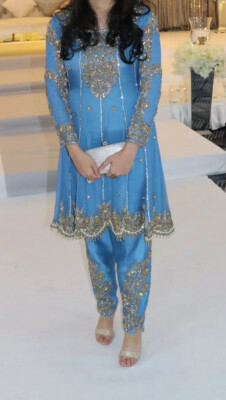 blue pakistani wedding dresses NAVY BLUE INDIAN & PAKISTANI BRIDAL WEDDING WEAR ANARKALI SUIT main image 1