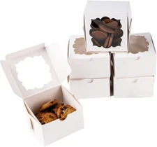 50pcs Cookie Boxes with Window Bakery Small Treat Mini Pie White 
