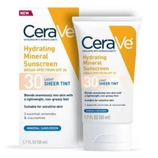 CeraVe Hydrating Mineral Tinted Face Sunscreen Lotion SPF 30 Light 1.7 fl oz - I