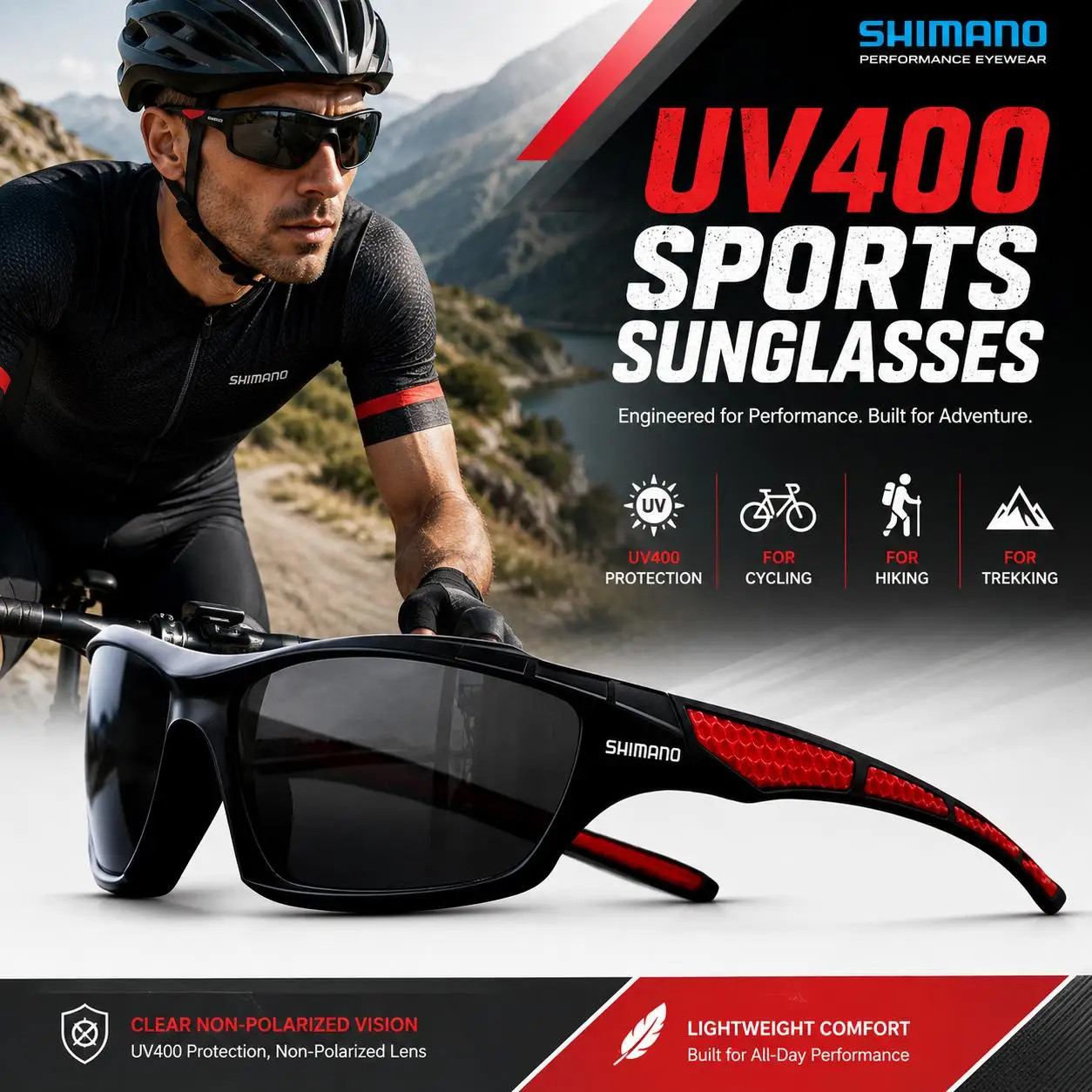 Shimano Sunglasses UV400 for Cycling Fishing Hiking Men Women Outdoor Sports Eye