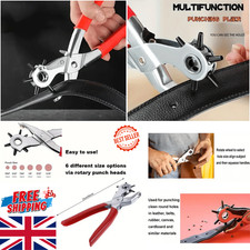 Leather Punch Plier Revolving 6 Size DIY Belt EYELET Hole Puncher Tool FREE P&P