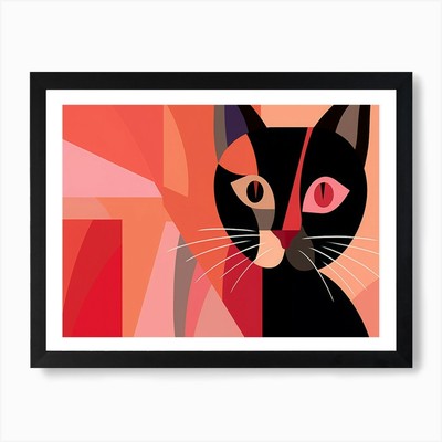 Diktorrr An Abstract Cat Facing Rig Gerahmtes Wandbild Poster Leinwanddruck Bild