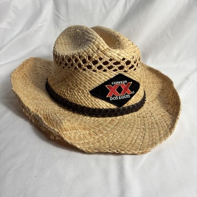 Dos Equis XX Cerveza Cowboy Style Straw Hat One Size Bendable Embroidered Logo