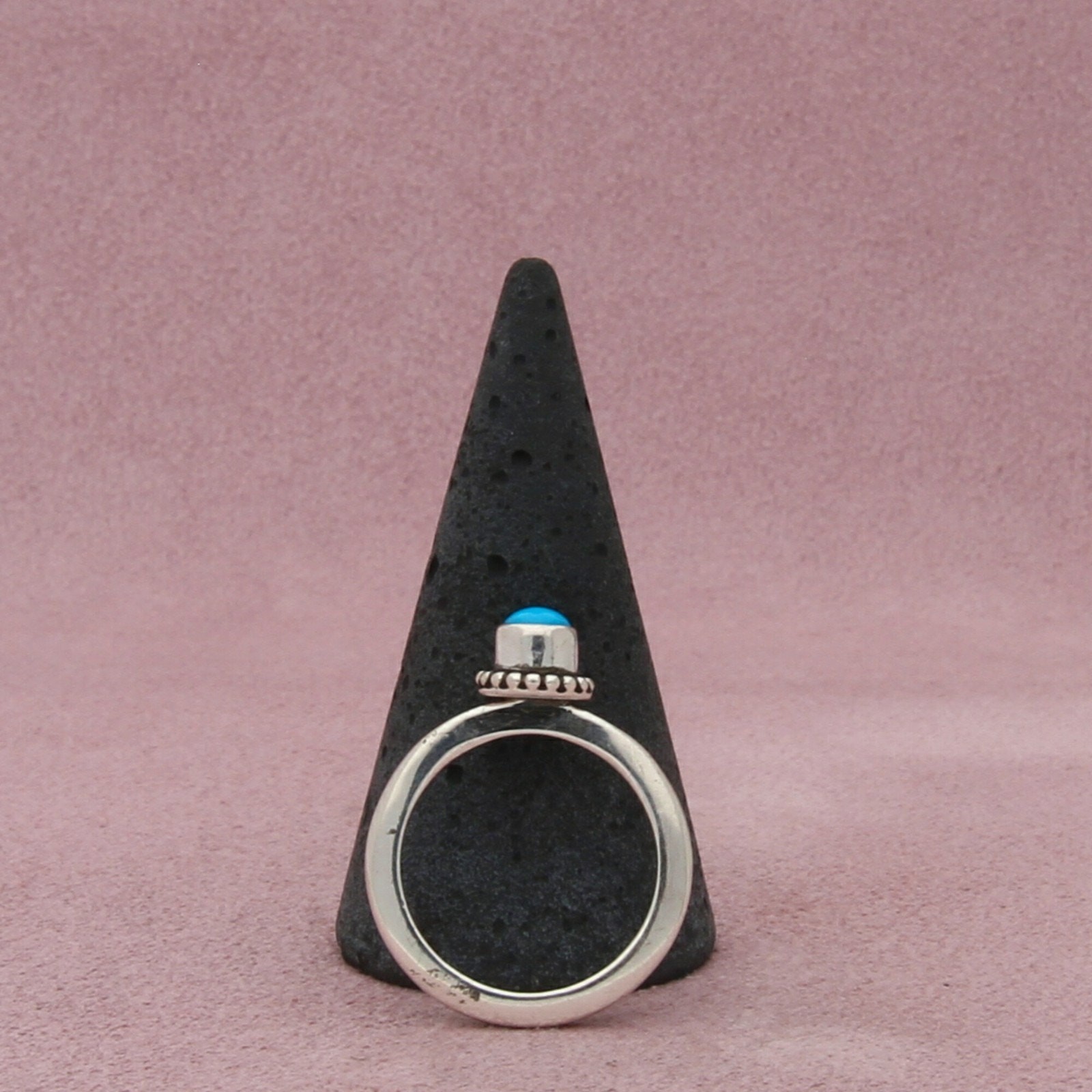 sterling silver beaded turquoise stack ring size … - image 3