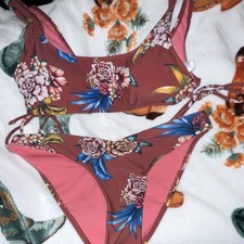 No Boundaries Floral Bikini Set Juniors Top-M 7-9 Bottoms-L 11-13 Adjustable