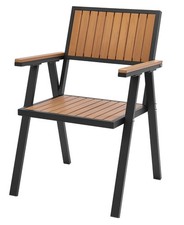 Gartenstuhl Stapelsessel Gartenmöbel Stapelstuhl Holz Aluminium Wood Braun