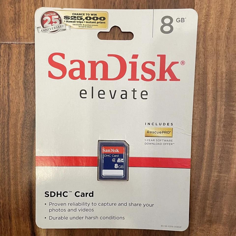 SanDisk Elevate 8 GB SDHC Card Memory Card New Sealed. - Image 2 of 3