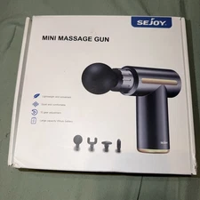 Sejoy Mini Massage Gun  Deep Tissue Muscle Vibrating Relaxing + 4 Heads  