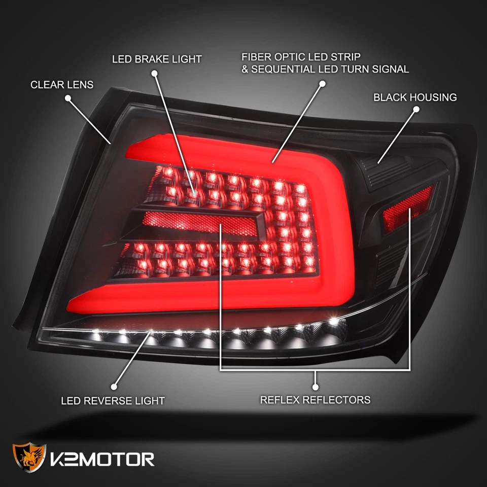 For Black 2008-2014 Subaru Impreza WRX STI LED Sequential Bar Tail Lights Lamps - Image 3 of 4