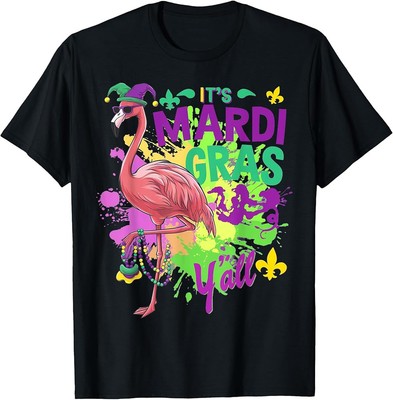 Funny Flamingo Mardi Gras Gift Idea Carnival Party T-Shirt