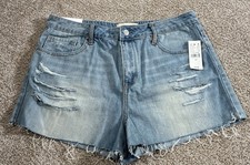 NWT Pacsun High Rise Distressed Cut Off Raw Hem Denim Jean Shorts 30 NEW 45