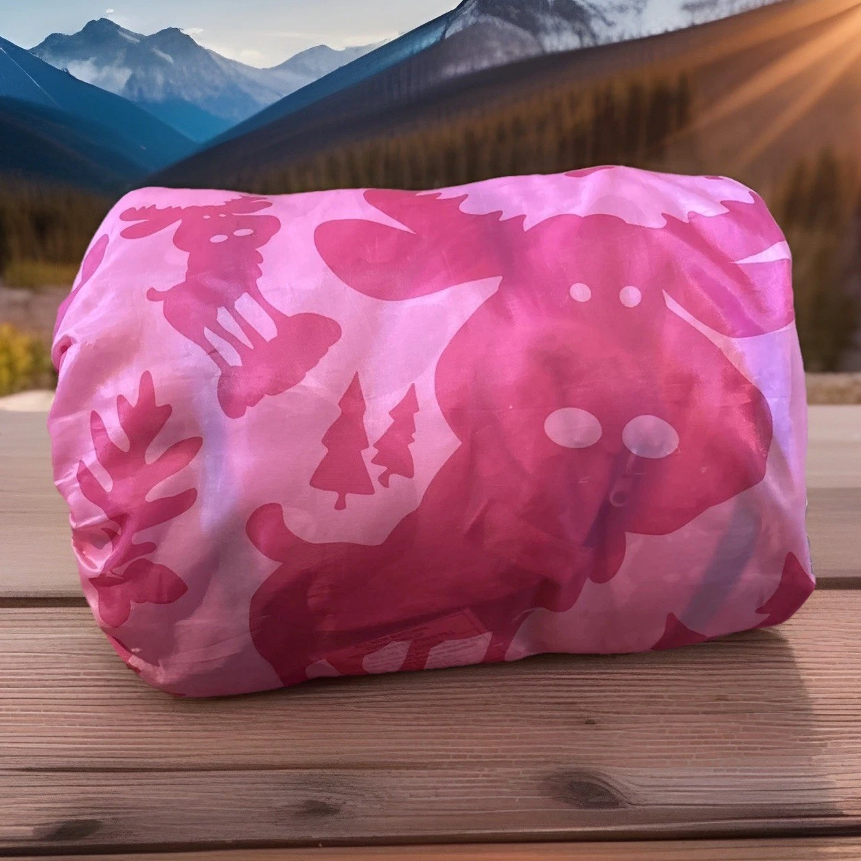 Wenzel Pink Moose Print 40-50 Degree Warm Weather Youth Sleeping Bag