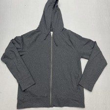 Pact Mens Large Grey Full Zip Hooded Sweatshirt Organic Cotton Stretch EUC