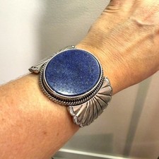 Bracciale lapislazzuli ricostituito elasticizzato tono argento western elastico in ottime condizioni