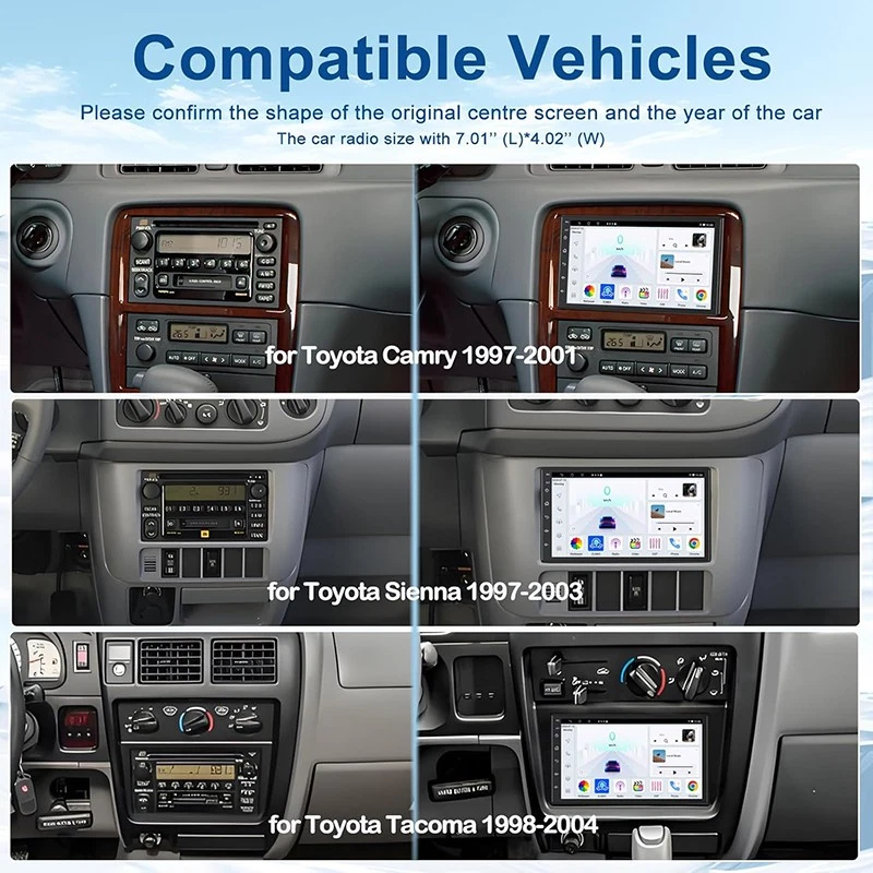 4+64GB For Toyota Sienna 1997-2003 Car Radio Wireless Carplay Android 15 Auto BT - Изображение 3 из 4