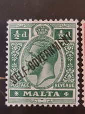 KGV 0,5d Zielony KGV MALTA Wspólnota Narodów Znaczek pocztowy Nieużywany SAMORZĄD