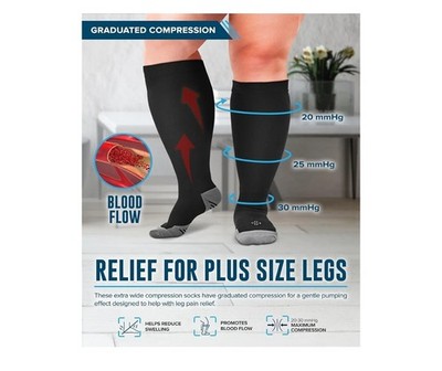 Doctors Select 6XL Extra Wide Calf Compression Socks Pink Blue, 3 Pairs