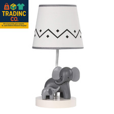 Me  Mama White/Gray Elephant Nursery Lamp with Shade  Bulb