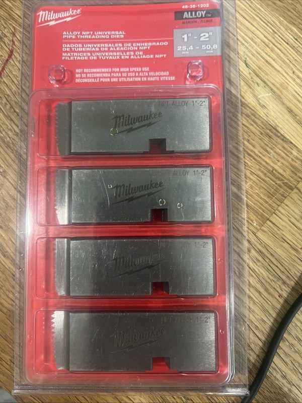 Milwaukee 48-36-1202 1"-2" ALLOY NPT Universal Pipe Threading Dies