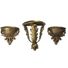 Gold Vintage Wall Pocket Planter & Shelf Homco Home Interior 6050 x 2 & 3515 x 1