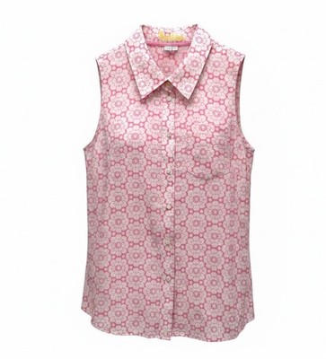 BODEN Size 4R Pink Floral 100% Cotton Sleeveless Collared Button Up Shirt