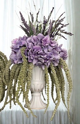 Purple Hydrangea Faux Floral Centerpiece
