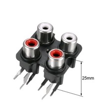 1 x PCB Panel Mount 4 RCA Socket Female Jack Audio Video AV Connector Black 6Pin