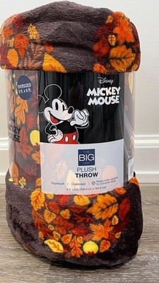The Big One Disney Mickey Fall Harvest Leaves Plush Fleece Throw Blanket 5'x6'