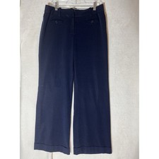 Worthington Women's Dress Pants Navy Cuff Wide Leg