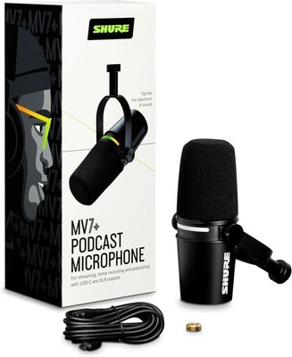 MV7+ Microphone Black USB/XLR Mic Hybrid Podcast for Streaming & Recording