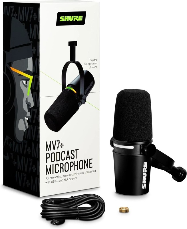 MV7+ Microphone Black USB/XLR Mic Hybrid Podcast for Streaming & Recording