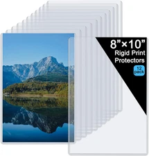 12 Pack 8" x 10" Clear Rigid Card Sleeves Top-Load Sheets Protectors Plastic Pho