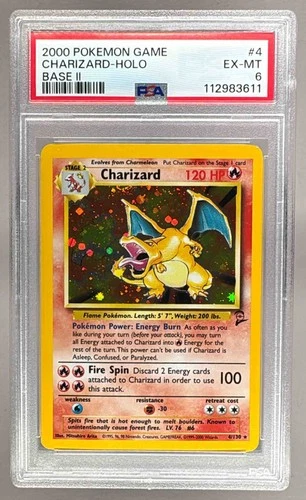112983611 Charizard 2000 Pokemon Base 2 #4 Holo PSA 6