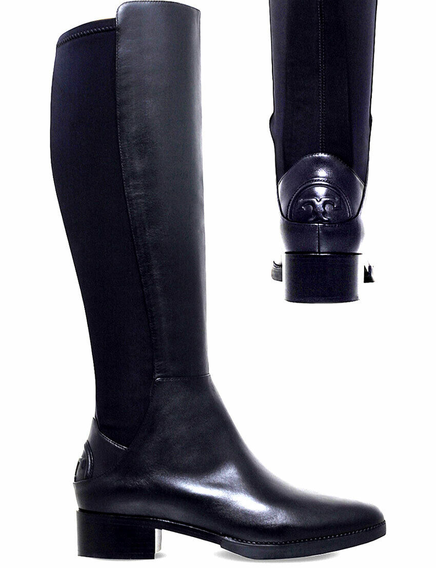 $495 Tory Burch CAITLIN Riding Boot Tall Flat Equestrian Booties Stretch 6  | eBay