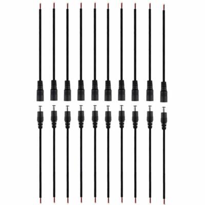 22 AWG 5.5X2.1mm DC Power Female Male Connector Cable Pigtail Plug Wire CCTV