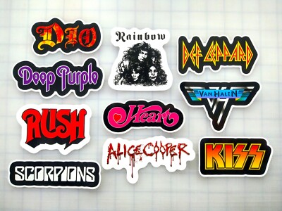 Metal / Hard Rock Vinyl Sticker Lot (10 Stickers) SET 2 dio def leppard kiss 