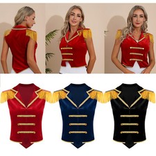 Women's Circus Ringmaster Tops Cosplay Costume Tassels Velvet Waistcoat Vest