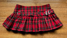 Vintage Y2K HELL BUNNY Goth Punk Buckle Tartan Plaid Tulle Mini Skirt Kilt M