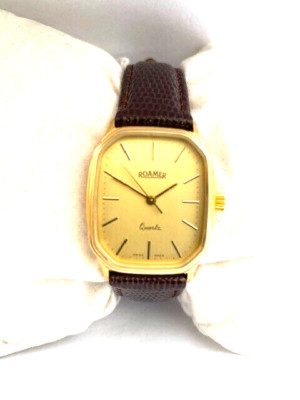 Roamer Schweizer Unisex Vintage Vergoldet Lederarmband Watch25019cm 5029cms