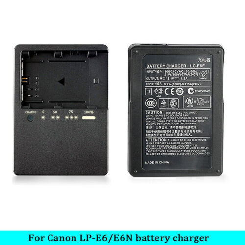Cargador de batería LC-E6E para Canon LP-E6 EOS 7D 60D 6D 70D 5D2 5D3 5D marca negro - Imagen 1 de 4